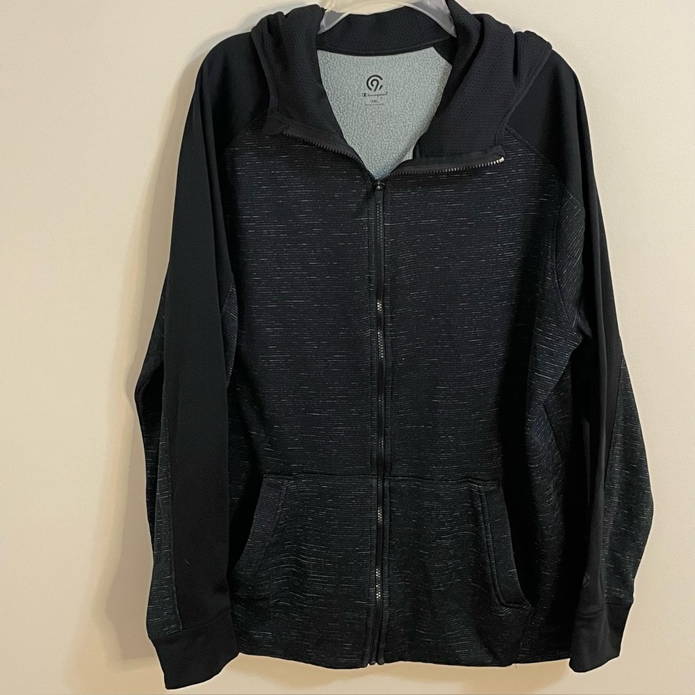 Champion Black Heather Full Zip Kangaroo Pocket Hoodie EUC Men’s Size XXL